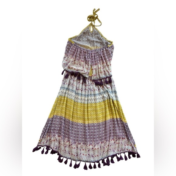 RAGA Women’s Tropic Bird Halter Dress. Purple, yellow. Size LARGE - Picture 4 of 9